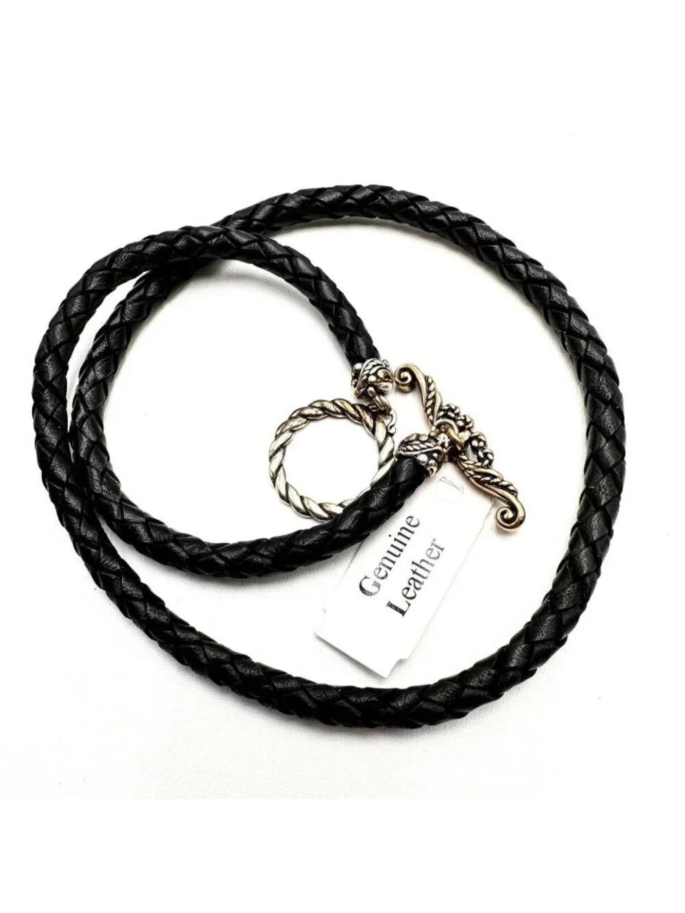 Carolyn Pollack Black Leather Sterling Silver 18